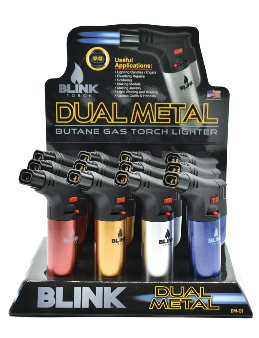 BLINK LARGE DOUBLE FLAME TORCH  METALLIC 12 CT