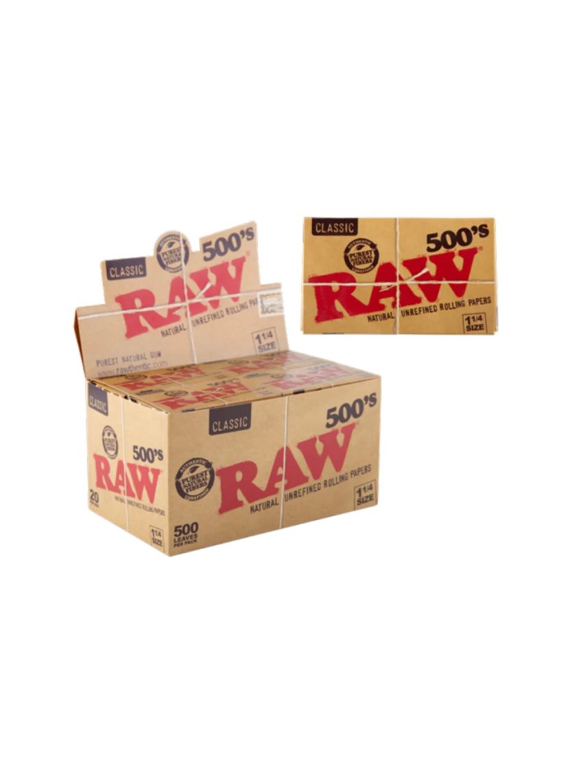 RAW CLASSIC PAPER 1 1/4 500 BLOCK - 20 CT