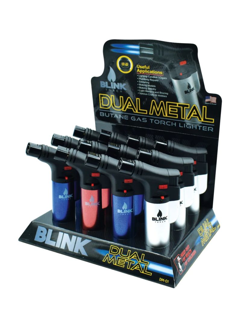 BLINK LARGE DOUBLE FLAME TORCH  METALLIC 12 CT